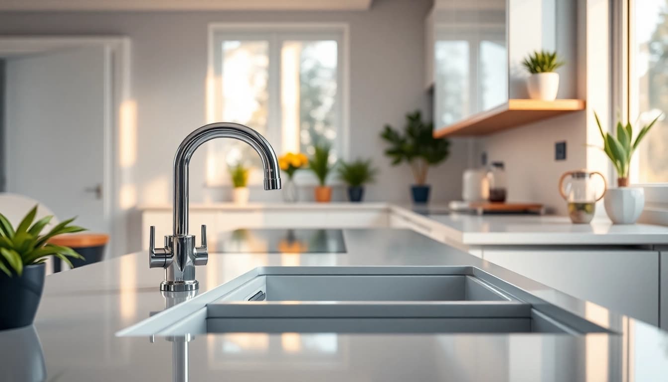 Mains Water Leak Detection system installed in a modern kitchen ensuring proactive monitoring and prevention.