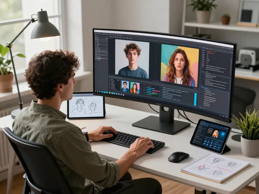 AI image to prompt ai generation workspace with professional analyzing images using advanced software.