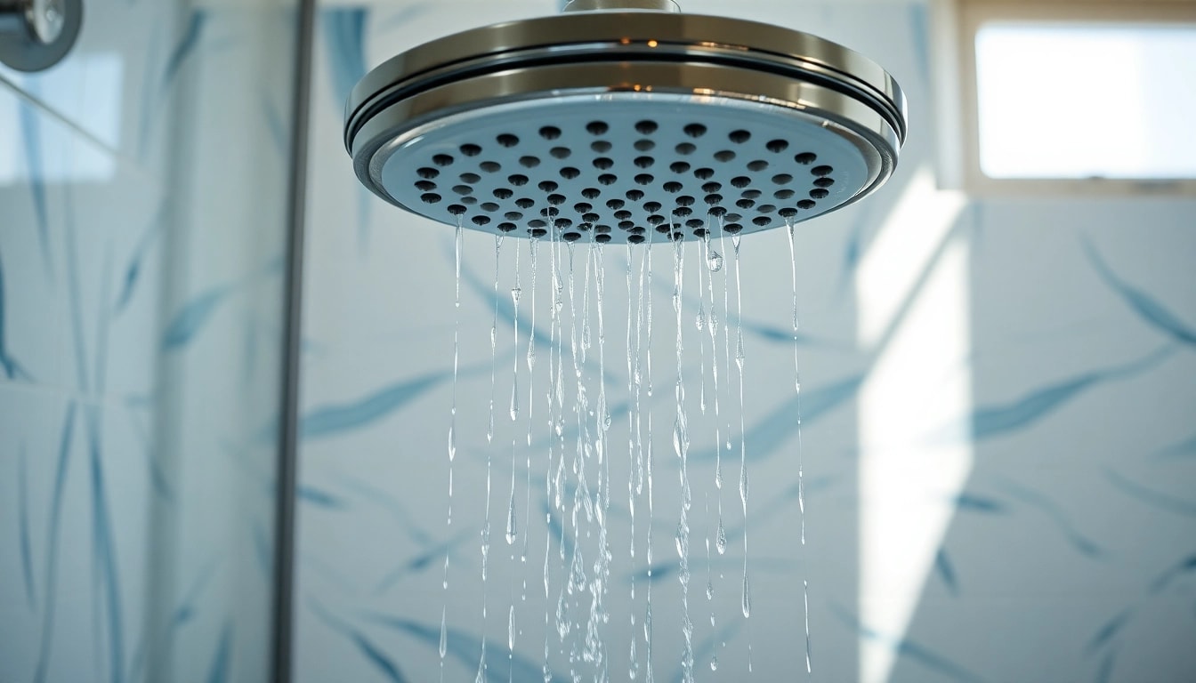 Fixing a shower not working due to visible leaks and splashes in a modern bathroom.