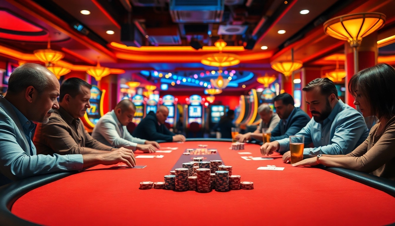 Menang besar dengan pg bet di meja poker kasino yang ramai.