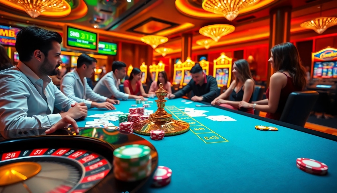 A lively casino gaming table with poker chips and cards highlighting the excitement of 5MB opportunities.
