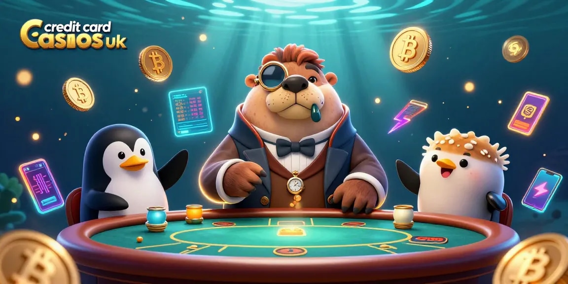 Experience the excitement at credit card casinos uk with underwater poker featuring a walrus, penguin dealer, and pufferfish!