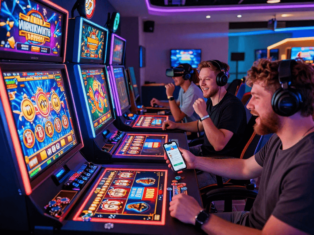 Exciting online casino gaming scene showcasing player engagement at https://neccr.org.uk with Winner Island app and colorful slot graphics.