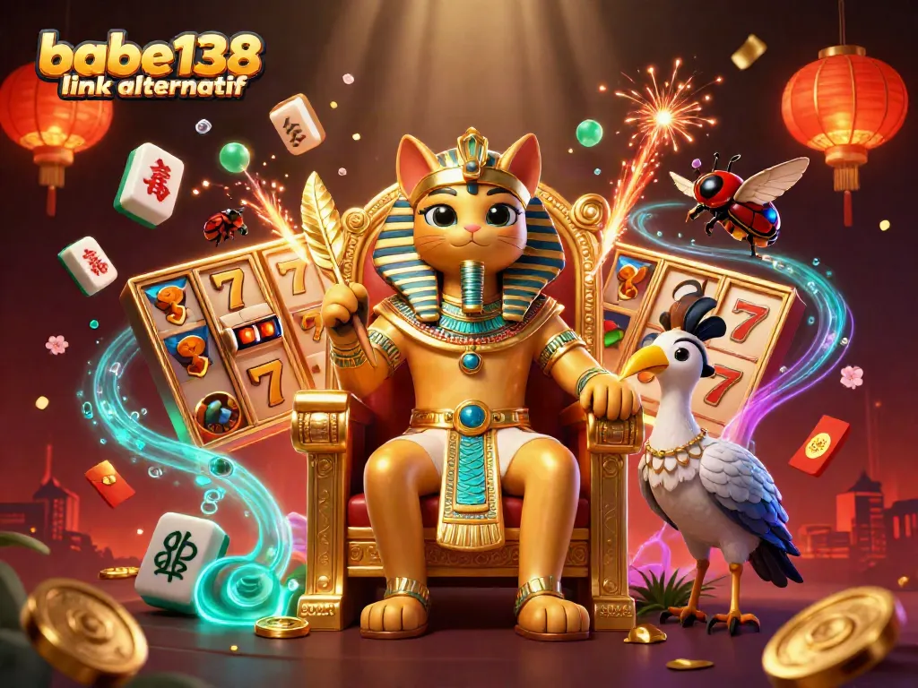 Gambarkan momen keberuntungan dengan babe138 link alternatif, simbol slot, dan suasana kasino yang megah.