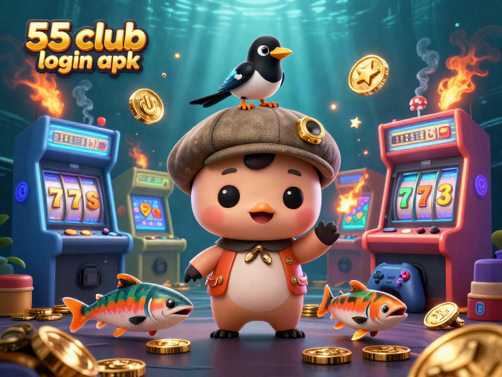 Experience the thrill of gaming with 55 club login apk in a captivating 3D scene featuring Nessie and friends.