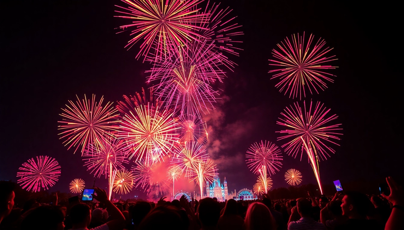 Witness the dazzling fireworks UK display lighting up the night sky in vibrant colors.
