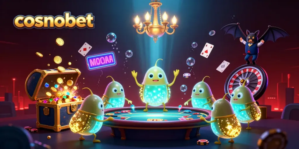 Experience thrilling poker action with cosmobet in a vibrant, illuminated casino scene.