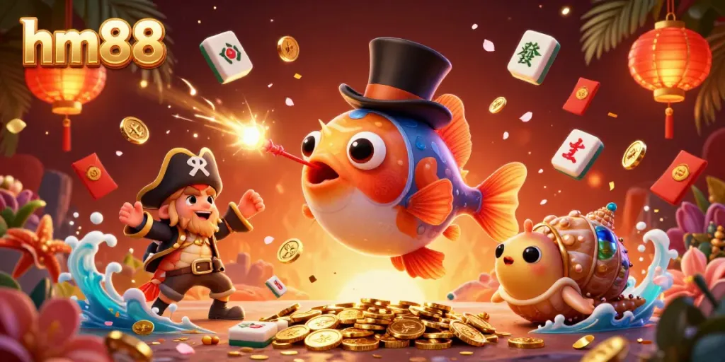 Engage with the exciting hm88 online casino scene featuring animated characters and vibrant casino elements.