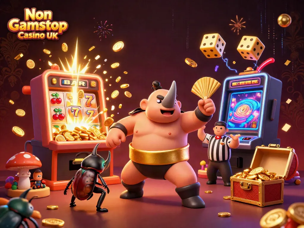 Experience winning moments at Non Gamstop Casino UK with vibrant slots, beetles, and casino action!