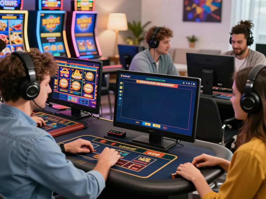 Players enjoying dynamic games at online credit card casinos in an engaging home setting.