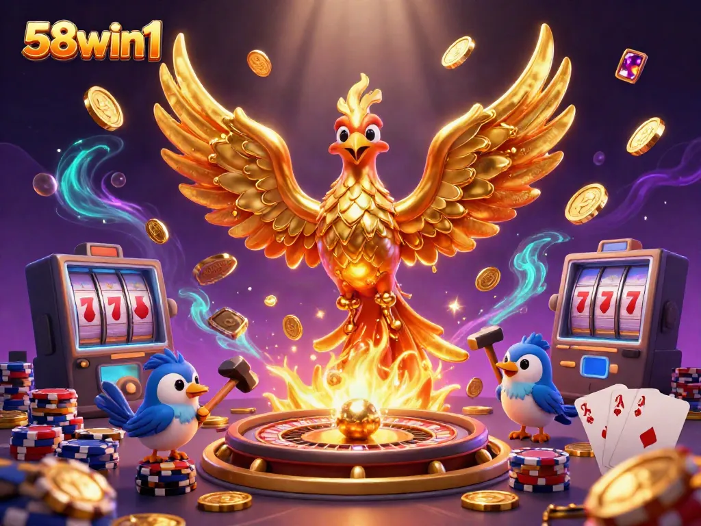 Experience the golden allure of 58win1, where molten phoenixes bring luck and winnings.