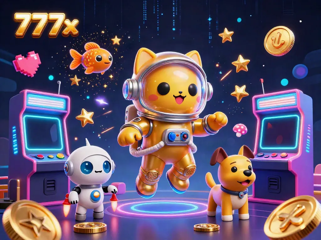 Engage with 777x gaming thrills through an energetic illustration celebrating vibrancy in online casinos.