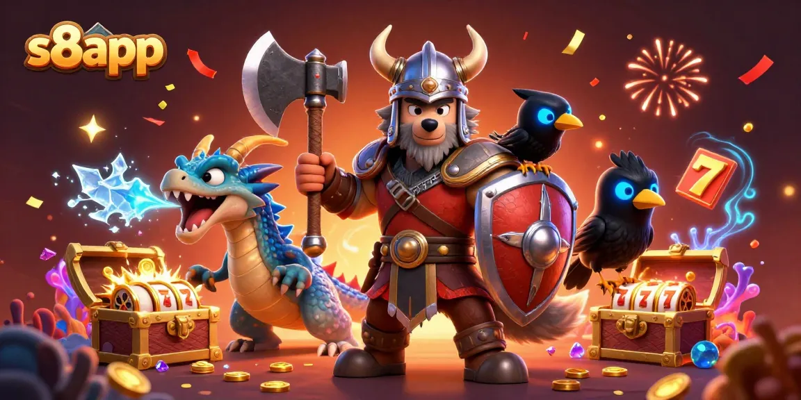Experience thrilling wins at s8app with a Viking warrior and treasure scene bursting with fun.