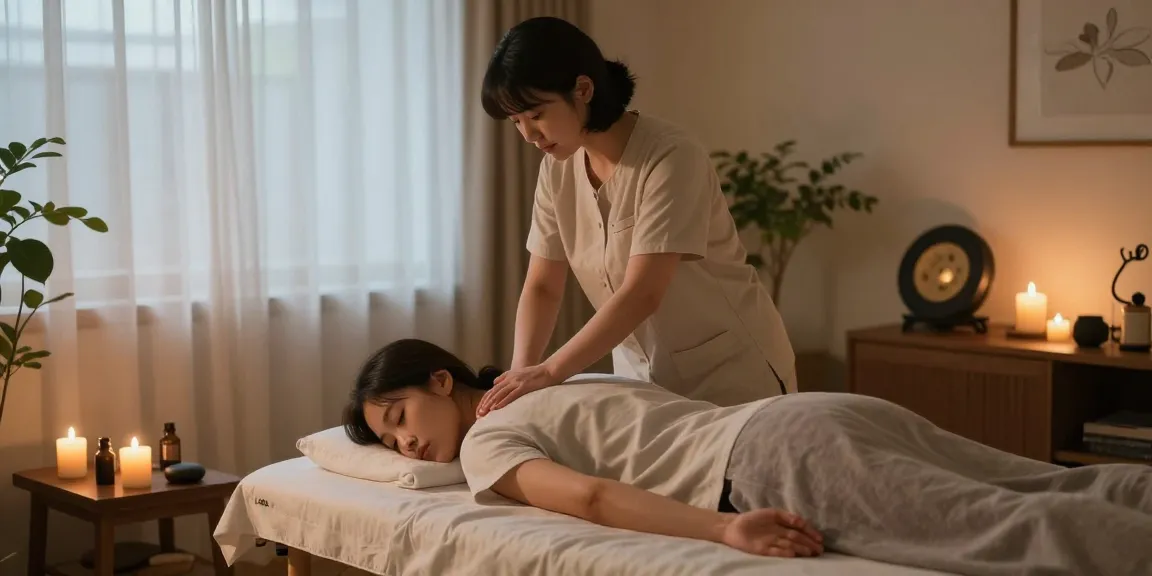 Experience a soothing 평촌출장안마 in a tranquil home setting with calming candles, essential oils, and serene ambiance.