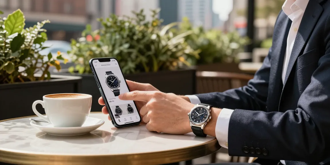 Stylish individual showcasing super clone watches in a chic urban café setting, embodying luxury and sophistication.