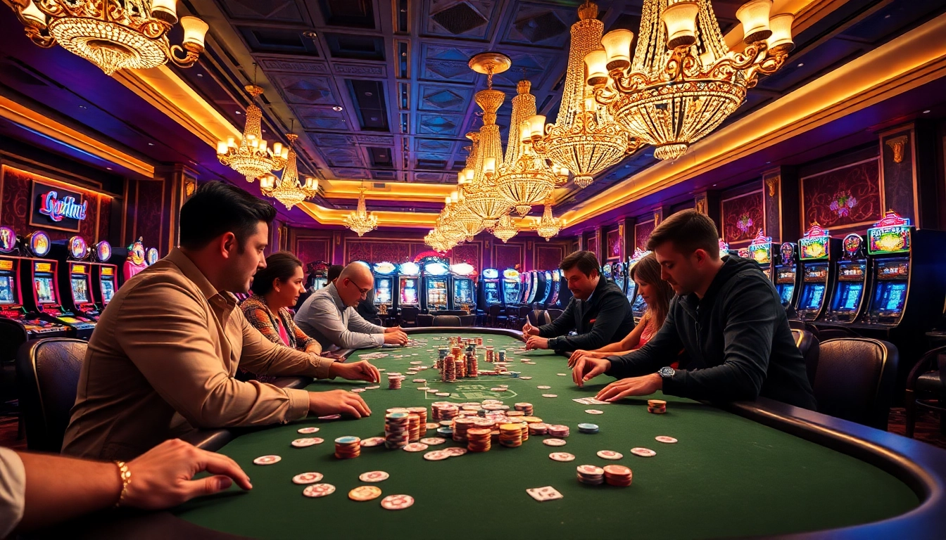 Players strategizing at a poker table for game bài đổi thưởng, showcasing the excitement of high-stakes gambling.