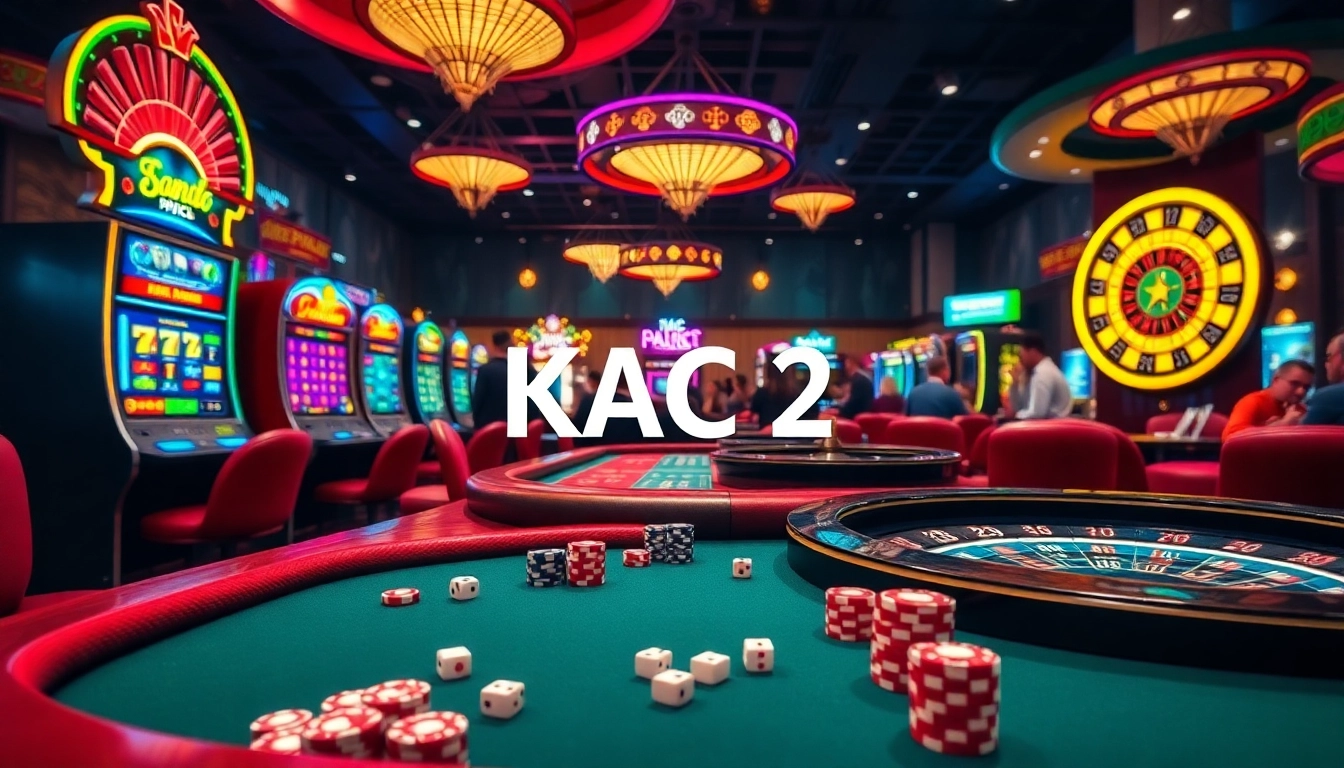 KJC AC 2 casino scene with poker chips, slot machines, and vibrant game tables.