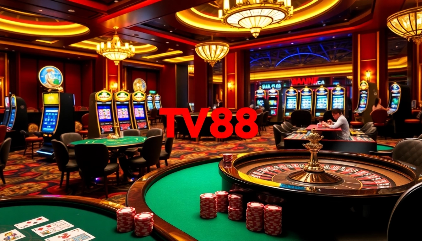 Experience thrilling gameplay at TV88 with vibrant casino tables and lively players.