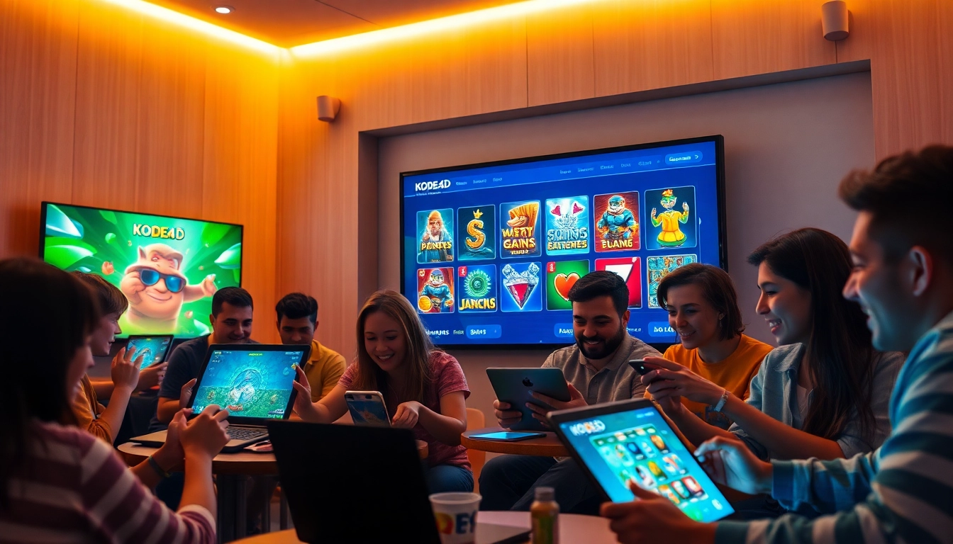 Kode4d link showcasing a lively online gaming environment with diverse players enjoying interactive slot games.