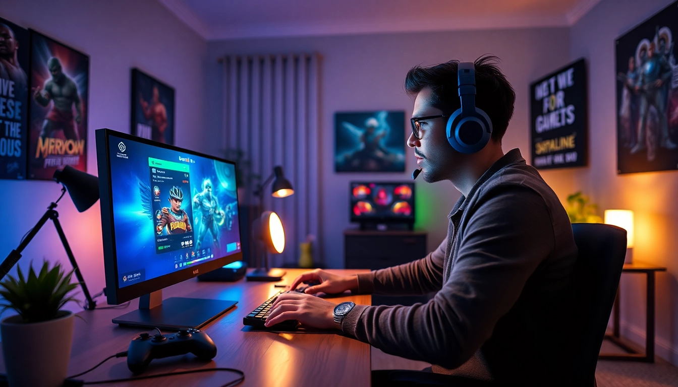 Engaged user logging into doaslot online gaming platform in a modern home office.