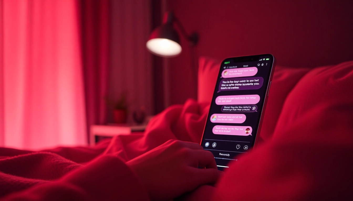 Sexting AI conversation depicted in a warm, inviting digital chat environment showcasing intimacy and connection.