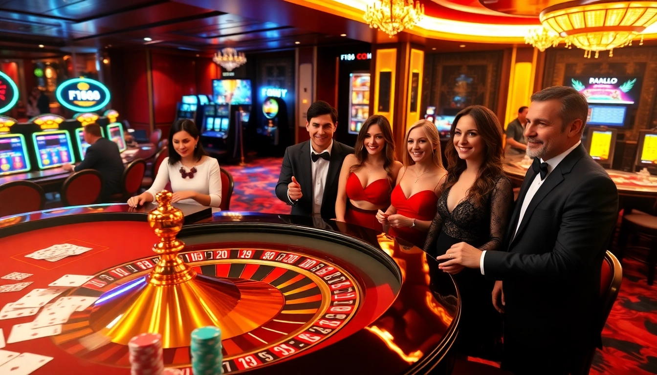 Engage in thrilling action at F168.COM with vibrant casino tables and dynamic player excitement.
