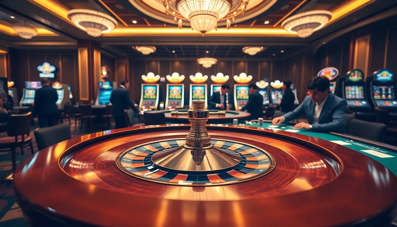 Experience the excitement of GG88 with players engaged at a luxurious casino table, showcasing the thrill of gambling.