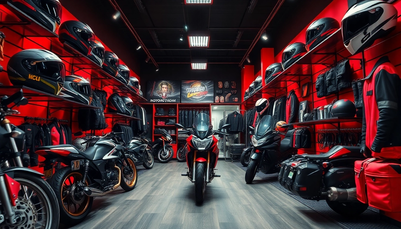Magasin Motopaco moto affichant des accessoires et équipements de haute qualité dans un cadre dynamique