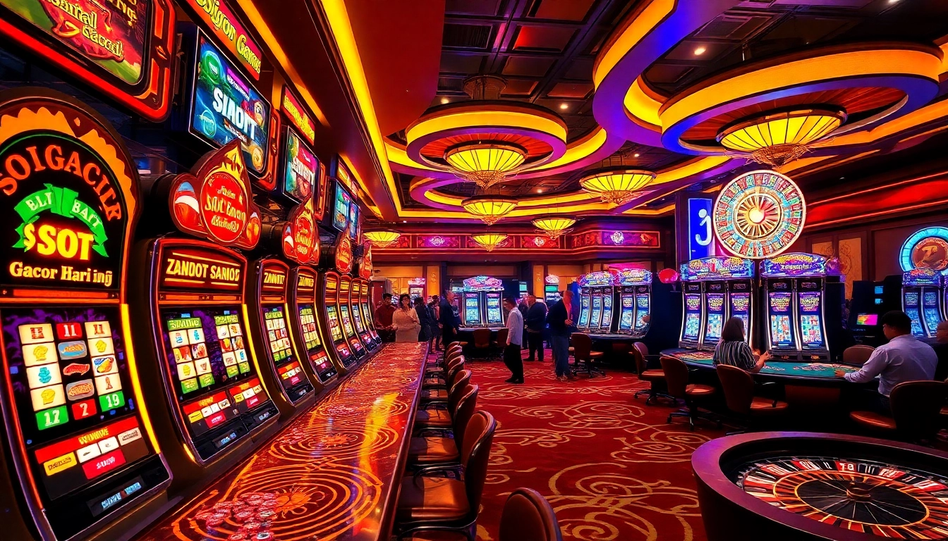 Slots Gacor Hari ini with exciting gameplay and enthusiastic players celebrating wins.