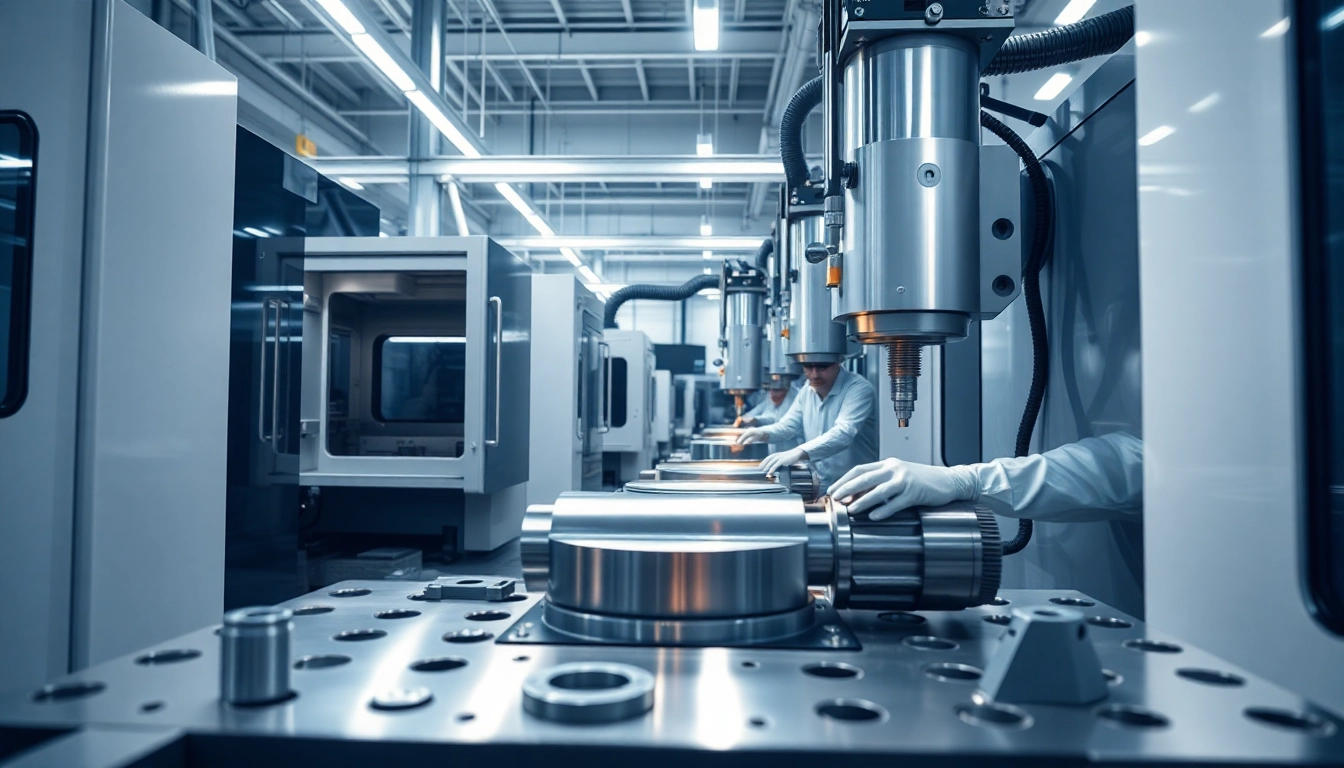 Precision machining Malaysia showcasing advanced CNC machines and skilled engineers at work in a clean, modern facility.