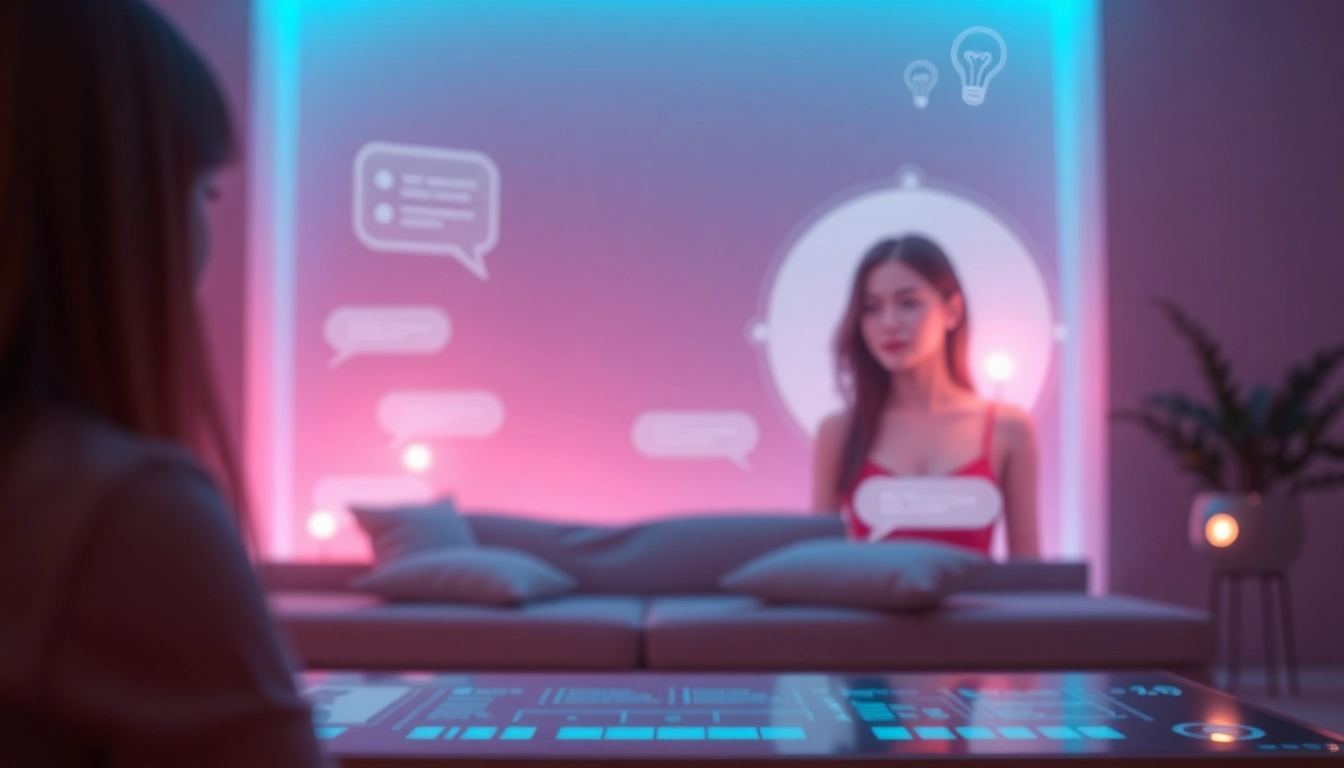 Engaging AI sexchat experience with warm lighting and digital interface.