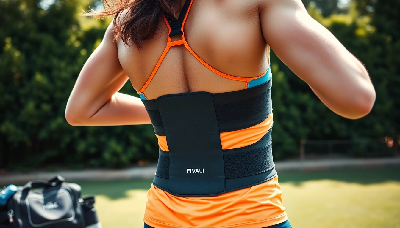 Fivali back brace improving posture and support during athletic training.