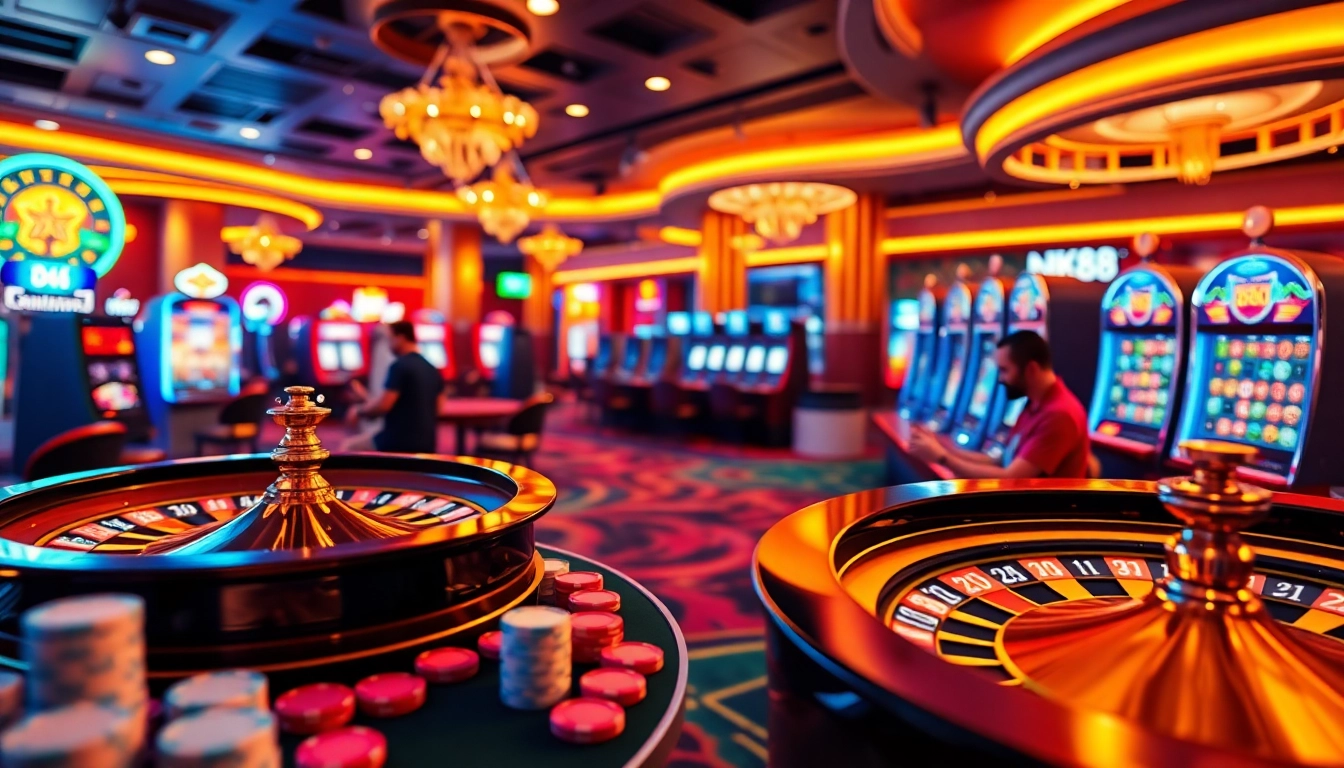 Experience thrilling online gambling activities at website nk88 with vibrant casino visuals.