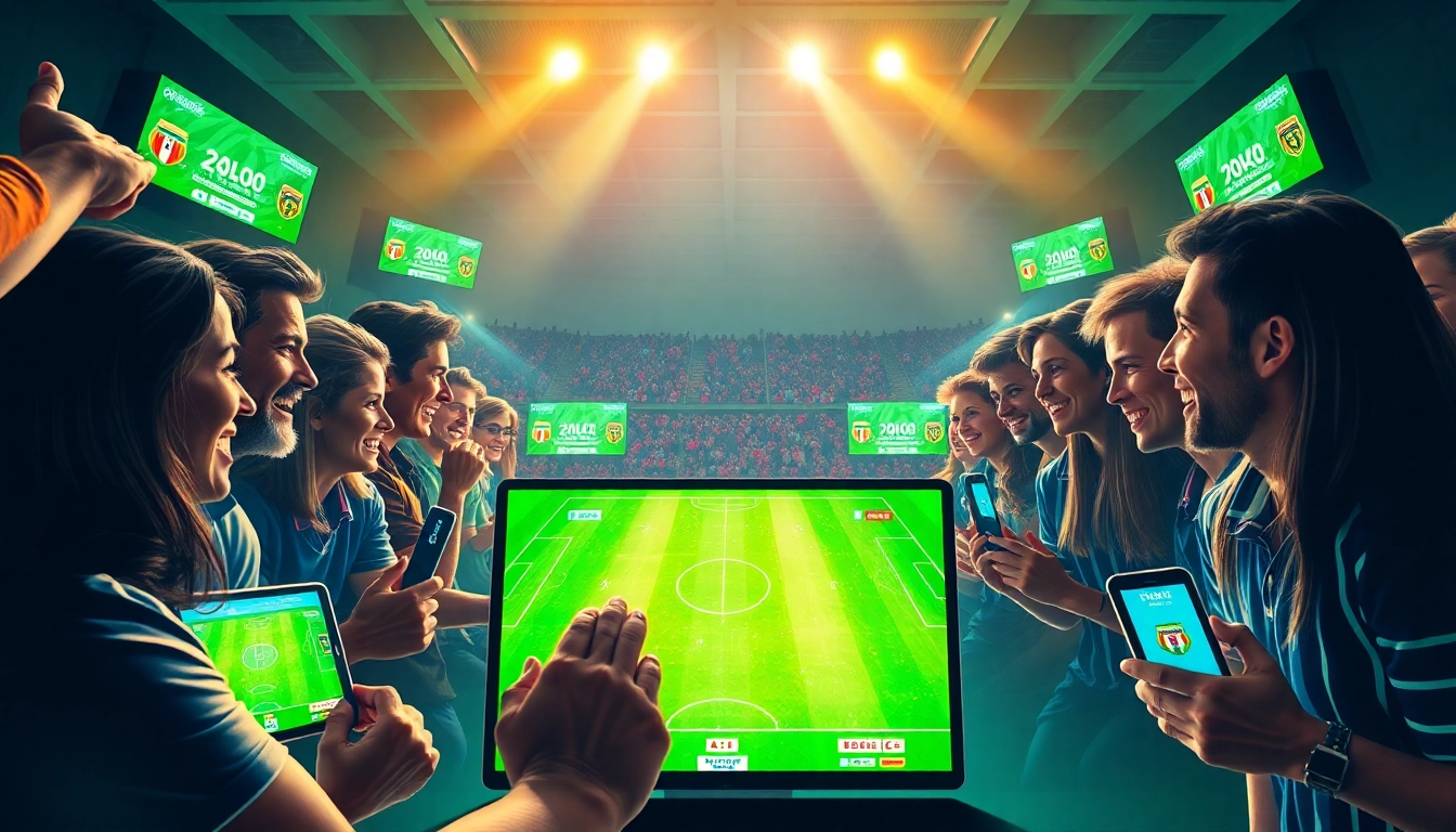 Enjoying live football on vaoluoitv.it.com with fans on multiple devices.