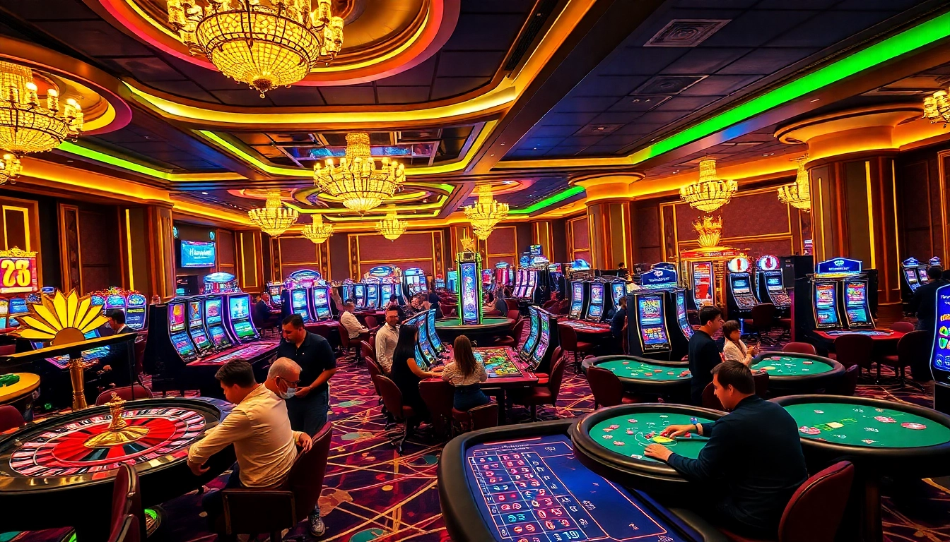 Experience the excitement of king88 with players enjoying luxurious casino games amidst opulent decor.