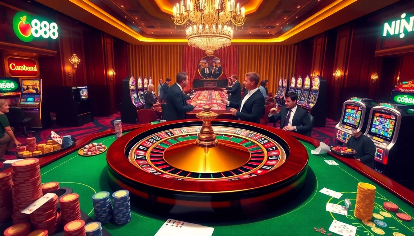 Experience the thrill of gaming at go 88 club’s luxurious casino tables with cards and chips.