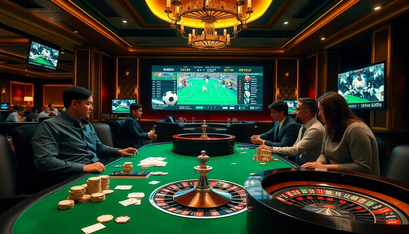 Placing bets at a Kèo Bóng Đá table in a luxurious casino environment.