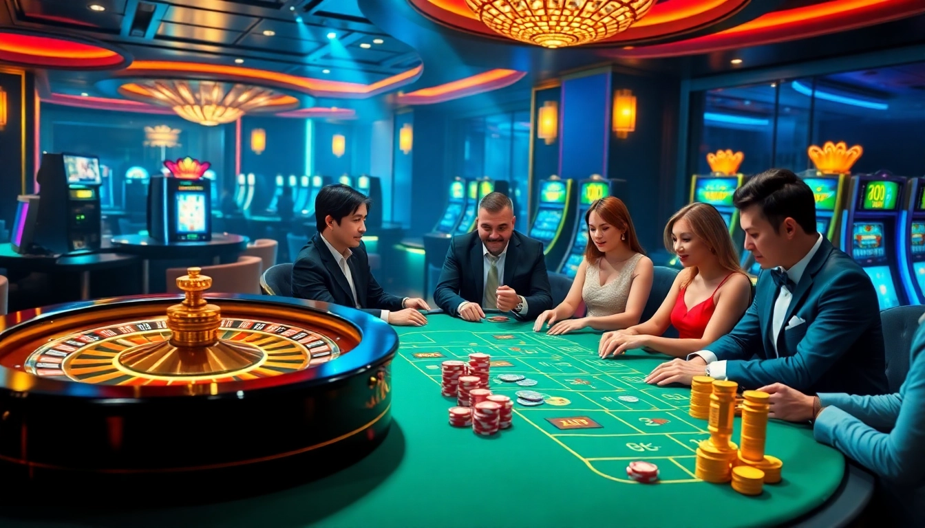 Experience thrilling gameplay on xin88.com with luxury casino elements like roulette, chips, and slot machines.