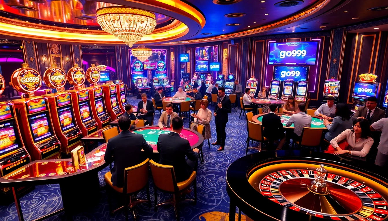 Experience thrilling moments at link go99 with vibrant games and excited players in a luxury casino.