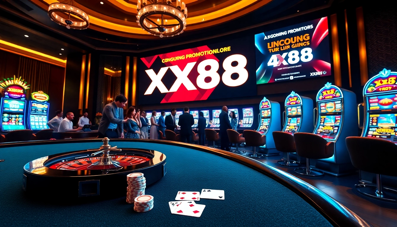 Experience thrilling gameplay at XX88, filled with vibrant colors and luxurious casino atmosphere.