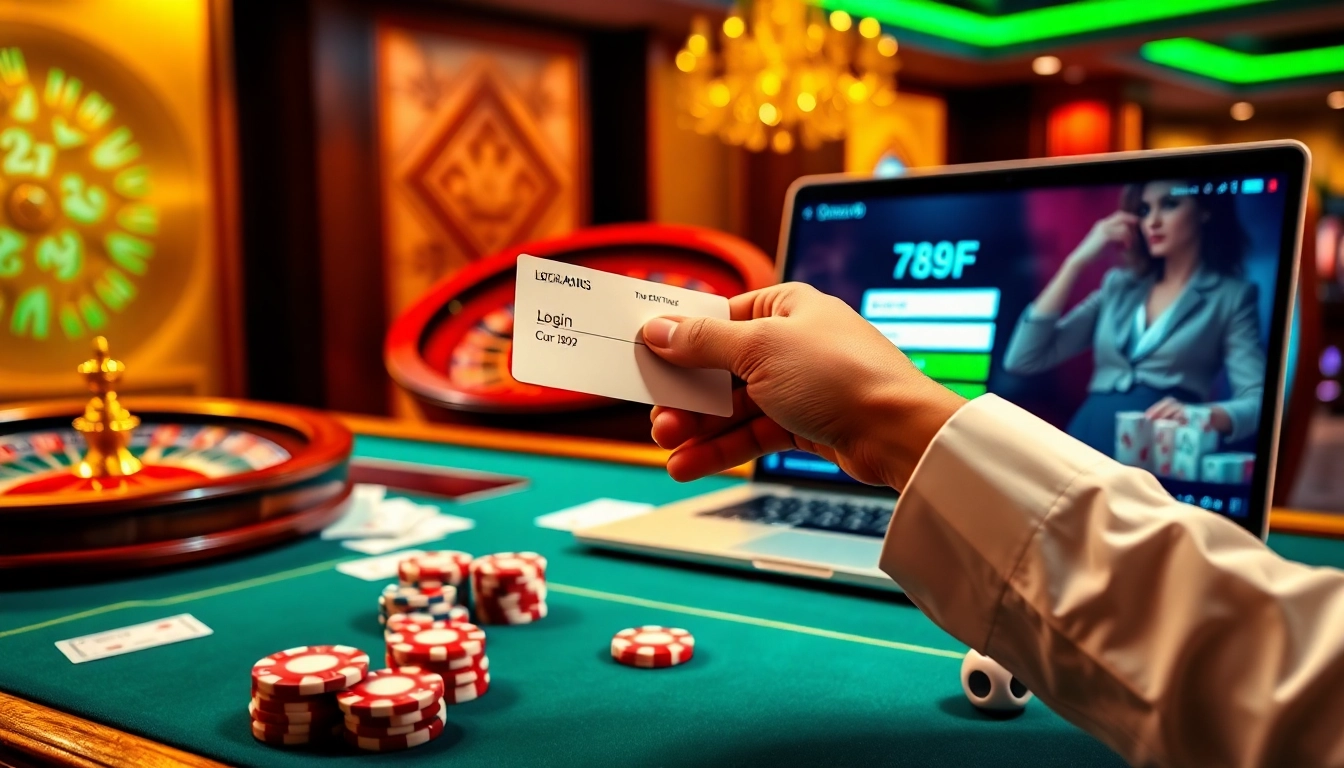 Login to 789F with excitement at a luxurious online casino environment showcasing thrilling games.